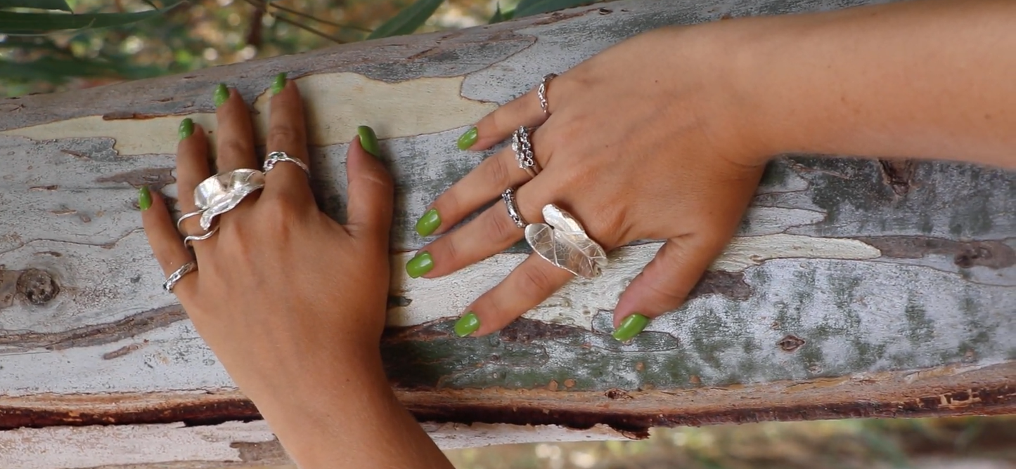 Natural Leaf Sterling Silver Ring