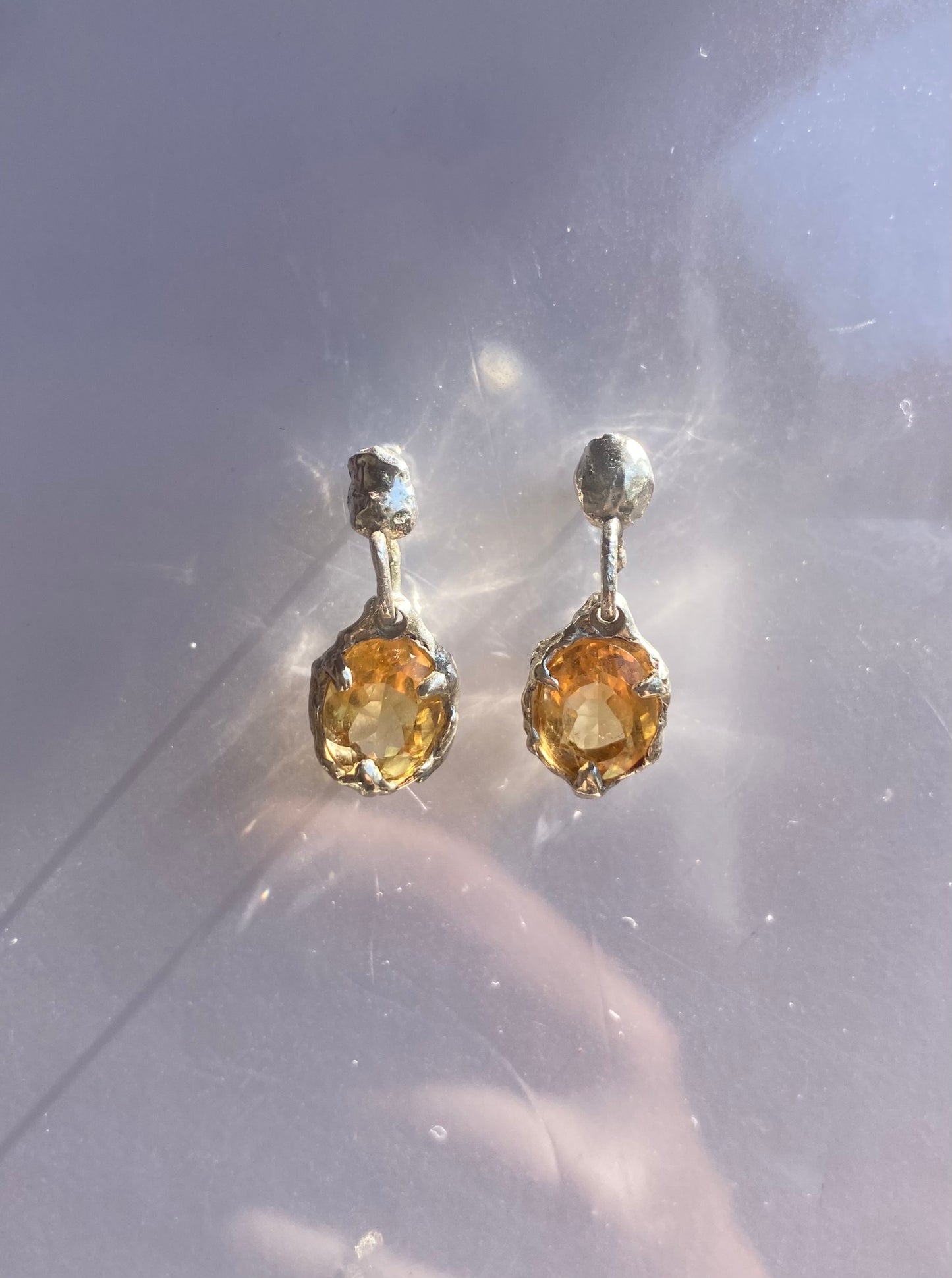 One Of A Kind Sterling Silver Citrine Earrings