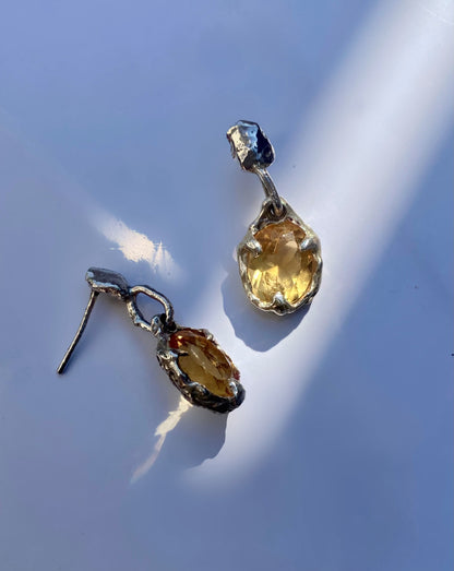 One Of A Kind Sterling Silver Citrine Earrings