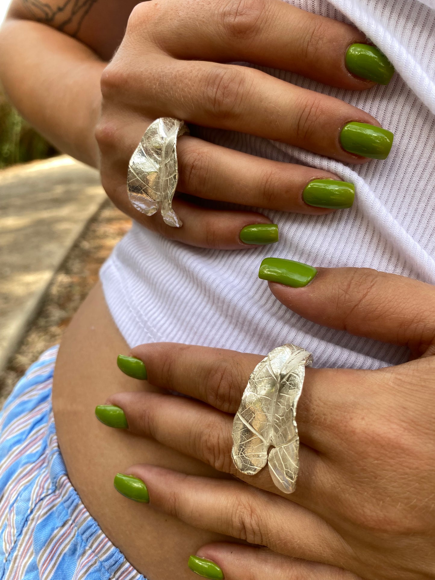 Natural Leaf Sterling Silver Ring