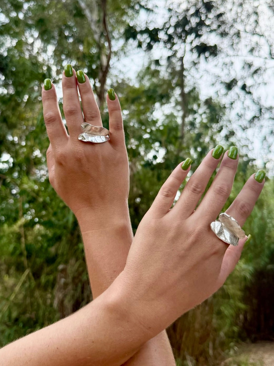 Natural Leaf Sterling Silver Ring